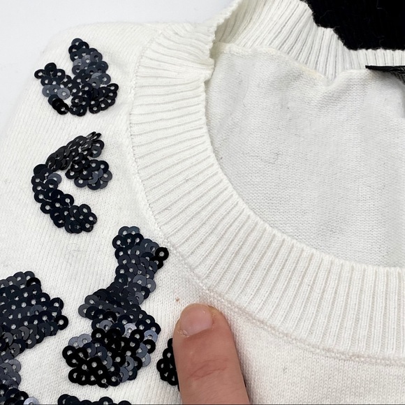 EUC Express Black & White Sequin Leopard Sweater, S - Picture 9 of 15